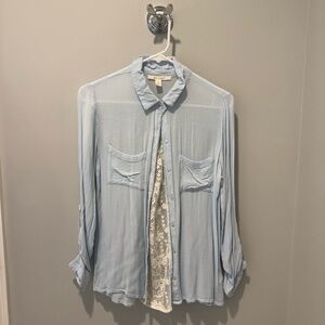 Miami Light Blue Sheer Button-Down Shirt